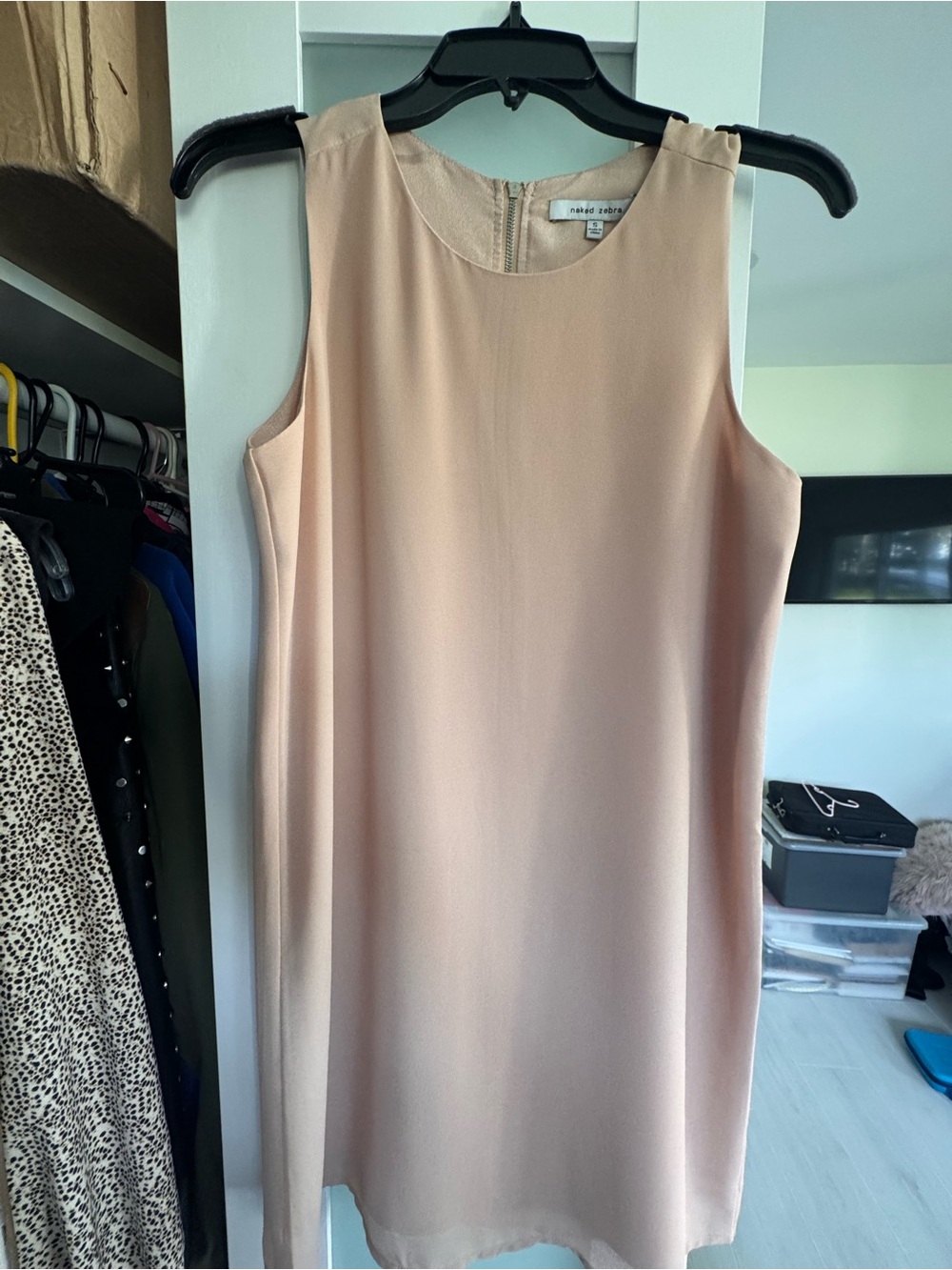 Naked Zebra Nude Sleeveless Shift Dress